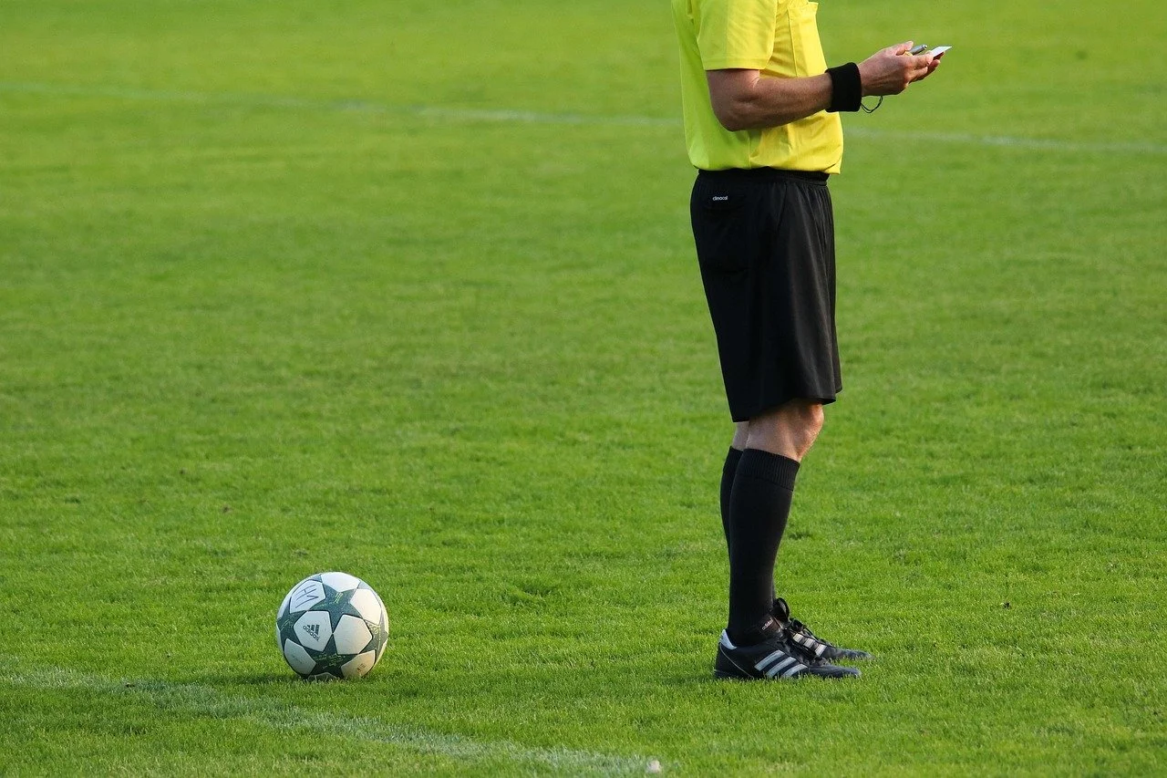 Referee standing with ball